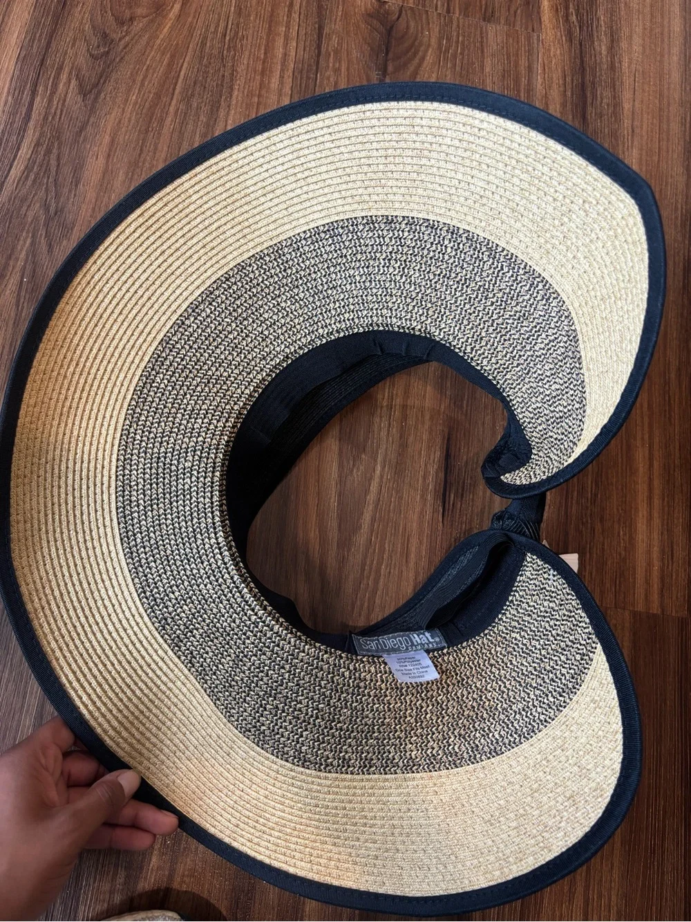 San Diego Hat Company Black and Natural Straw Foldable Visor